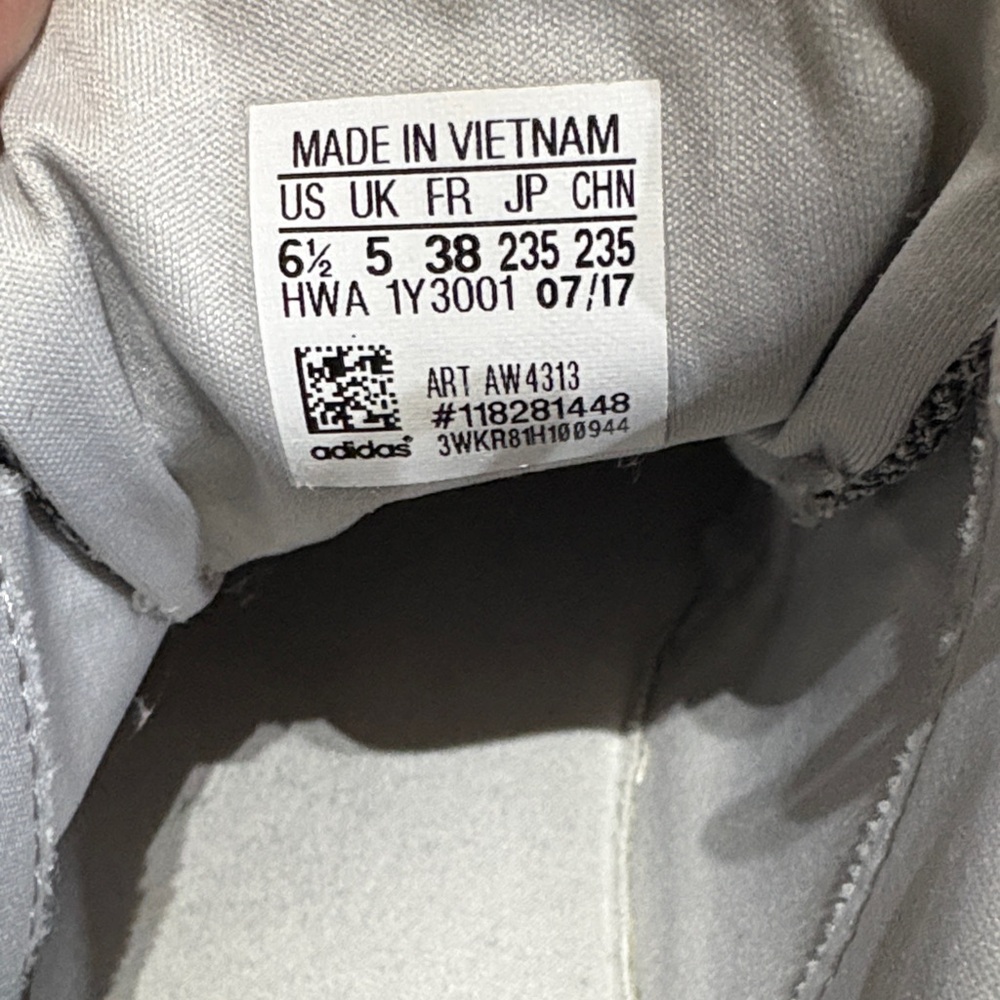adidas Gray Knit Sneakers with White Three-Stripes - Picture 8 of 8